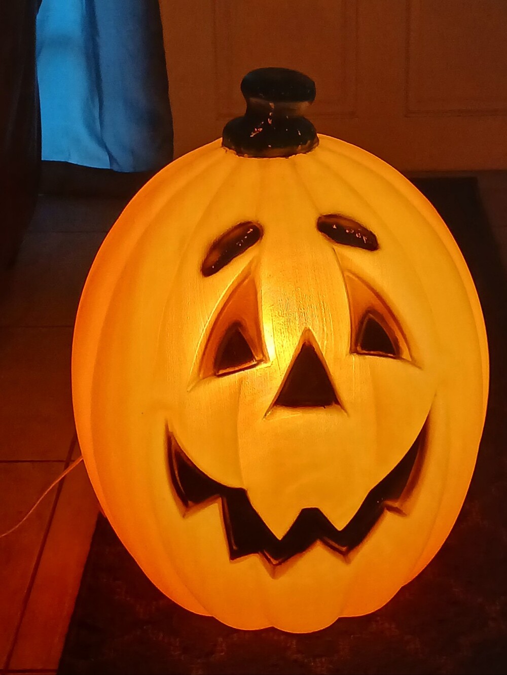 Vintage Halloween Jack o Lantern Light Up Blow Mold Large Pumpkin 24” Orange